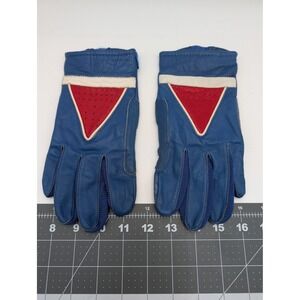 Spartan Driving Gloves Blue‎ Red White Vintage Leather Racing Small